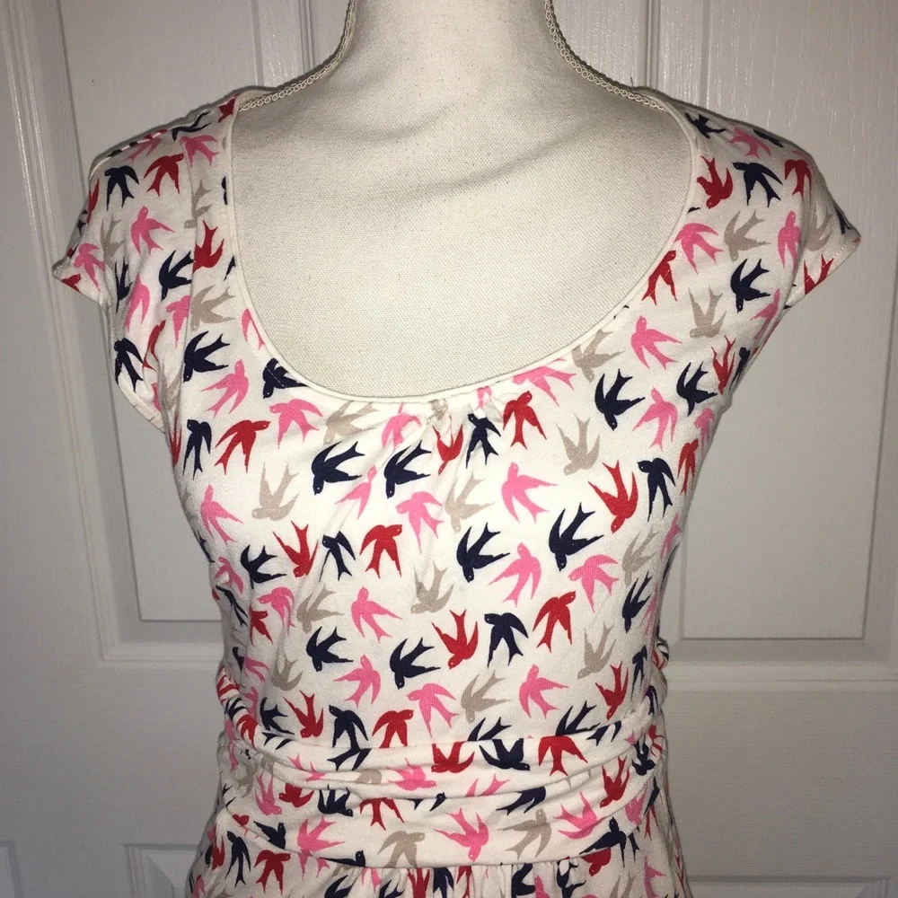 Boden bird print dress Sz 6 P_3